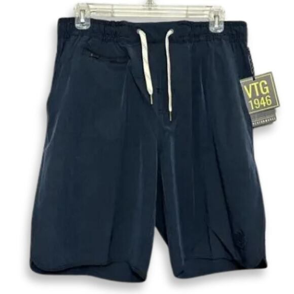 VINTAGE 1946 Board Shorts 4-Way Stretch Quick Dry Pockets Navy Blue Men's M NWT - Picture 2 of 9